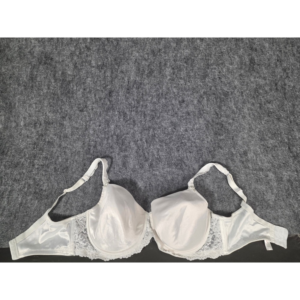 Womens Bra 40DD Underwire White Satin Lace Full Coverage Cacique Lane Bryant